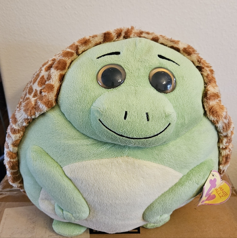 TY Beanie Ballz Zoom the Turtle XL Rare Stuffed Animal Giant Beanie Baby